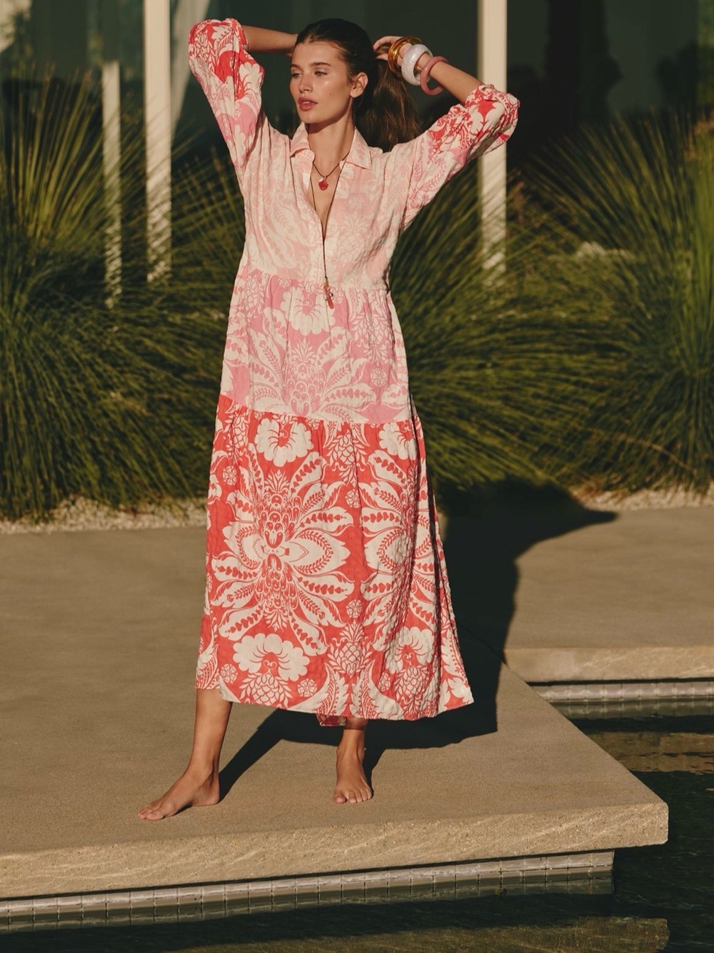 Anthropologie Carolita printed tiered shirt dress by Celandine